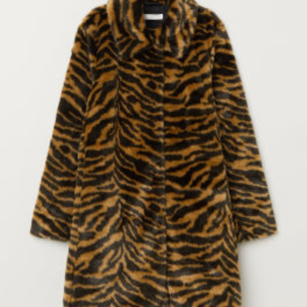 H AND M TREND COLLECTION FAUX FUR TIGER COAT